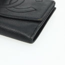 CHANEL Bifold Wallet Caviar Skin Black Gold CC Auth bs34761-7