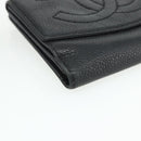 CHANEL Bifold Wallet Caviar Skin Black Gold CC Auth bs34761-14