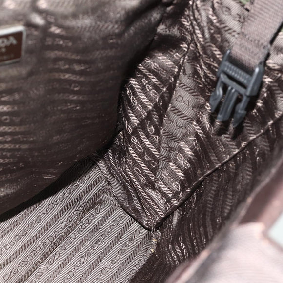 PRADA Tote Bag Nylon Khaki Silver Auth bs34763