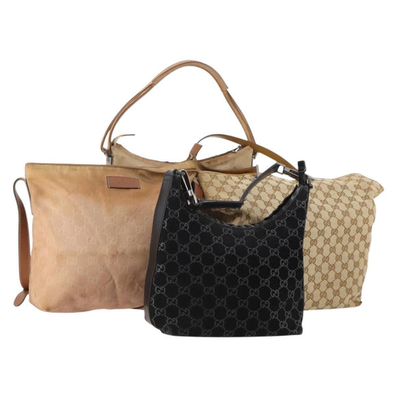GUCCI GG Canvas Guccissima Bag Suede Nylon 4 Set Beige Black Pink Auth bs34767