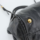 PRADA Handtasche Leder 2way Schwarz Gold Auth bs34775-16