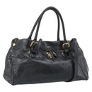 PRADA Handtasche Leder 2way Schwarz Gold Auth bs34775-1