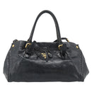 PRADA Handtasche Leder 2way Schwarz Gold Auth bs34775-13