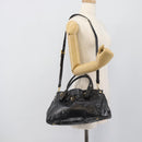 PRADA Handtasche Leder 2way Schwarz Gold Auth bs34775-30