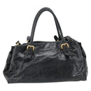 PRADA Handtasche Leder 2way Schwarz Gold Auth bs34775-2