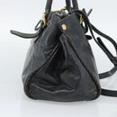PRADA Handtasche Leder 2way Schwarz Gold Auth bs34775-3