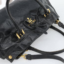 PRADA Handtasche Leder 2way Schwarz Gold Auth bs34775-6