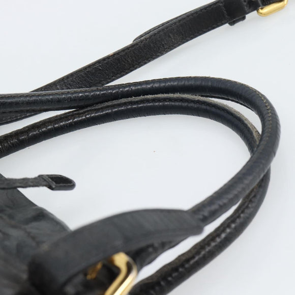 PRADA Handtasche Leder 2way Schwarz Gold Auth bs34775