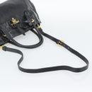 PRADA Handtasche Leder 2way Schwarz Gold Auth bs34775-8