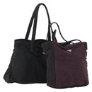 BOTTEGA VENETA Hand Bag Suede Nylon 2 Set Purple Black Auth bs34776-1