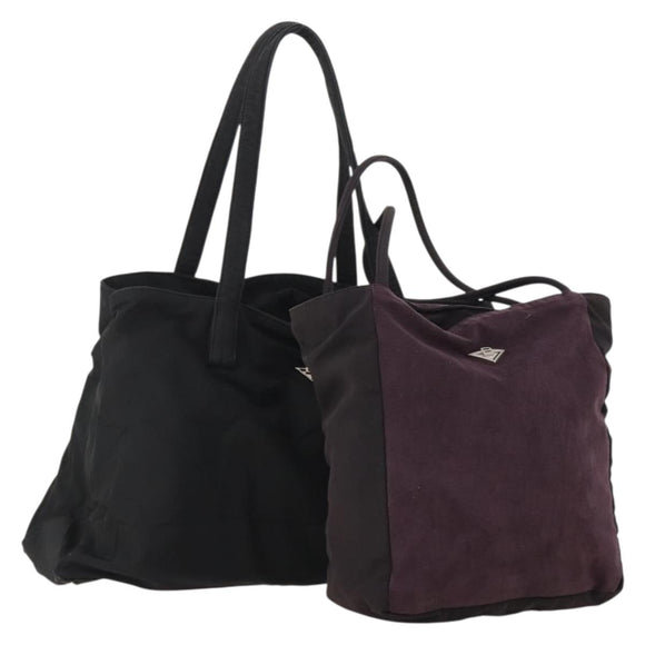 BOTTEGA VENETA Hand Bag Suede Nylon 2 Set Purple Black Auth bs34776