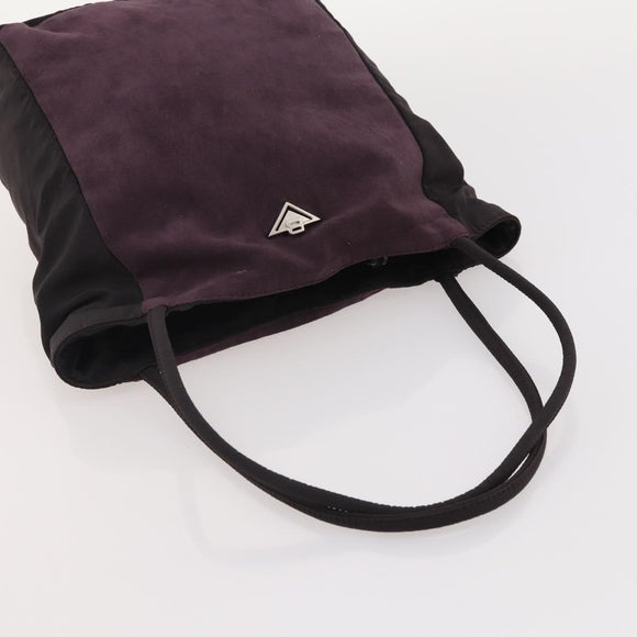 BOTTEGA VENETA Hand Bag Suede Nylon 2 Set Purple Black Auth bs34776
