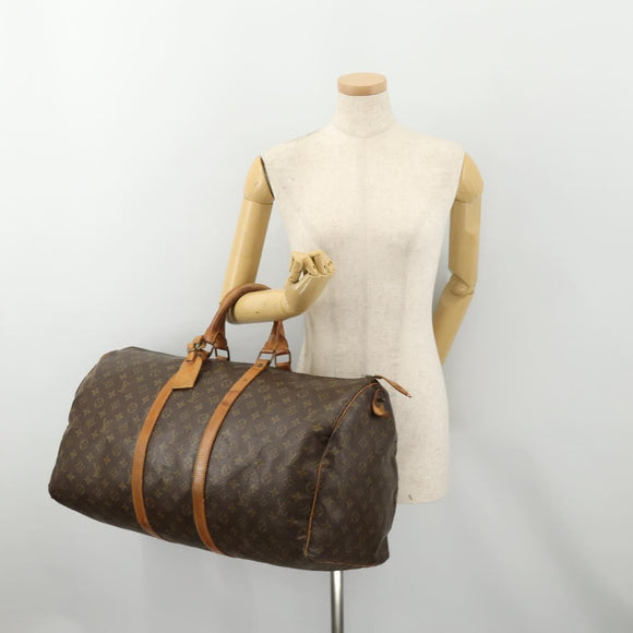 LOUIS VUITTON Monogram Keepall 55 Boston Bag M41424 LV Auth bs34787
