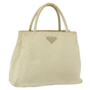 PRADA Hand Bag Nylon Beige Silver Auth bs34795-1