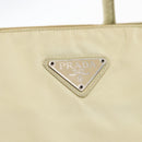 PRADA Hand Bag Nylon Beige Silver Auth bs34795-18