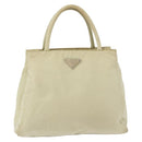 PRADA Hand Bag Nylon Beige Silver Auth bs34795-13