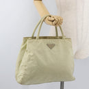 PRADA Hand Bag Nylon Beige Silver Auth bs34795-30