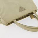 PRADA Hand Bag Nylon Beige Silver Auth bs34795-7