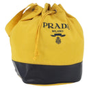 PRADA Shoulder Bag Nylon Yellow Silver Auth bs34799A-1