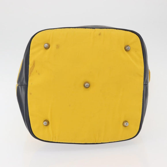 PRADA Shoulder Bag Nylon Yellow Silver Auth bs34799A