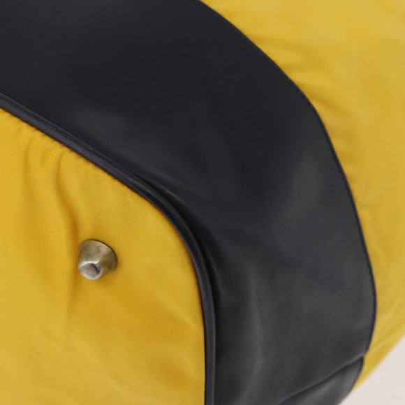 PRADA Shoulder Bag Nylon Yellow Silver Auth bs34799A