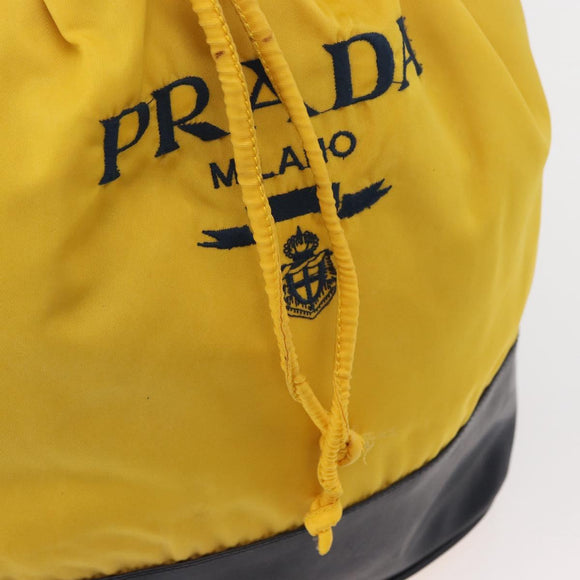 PRADA Shoulder Bag Nylon Yellow Silver Auth bs34799A
