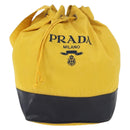 PRADA Shoulder Bag Nylon Yellow Silver Auth bs34799A-13