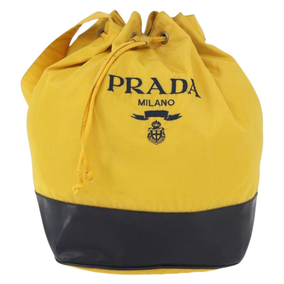 PRADA Shoulder Bag Nylon Yellow Silver Auth bs34799A