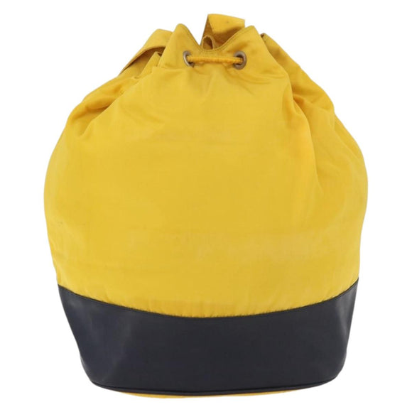 PRADA Shoulder Bag Nylon Yellow Silver Auth bs34799A