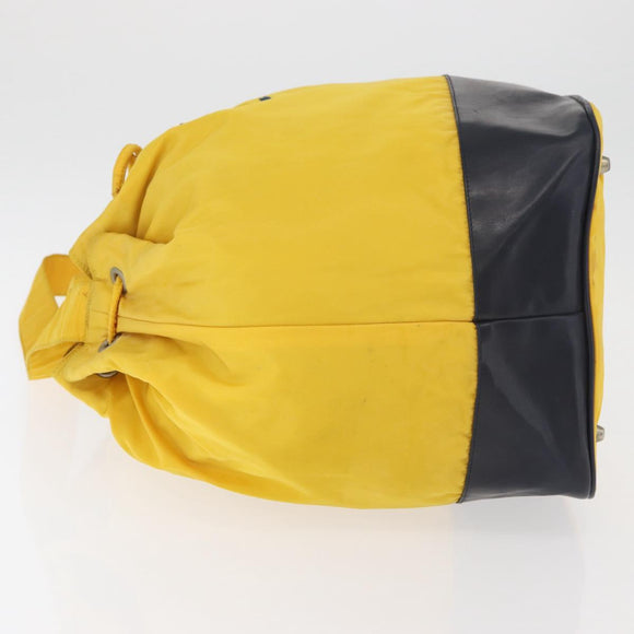 PRADA Shoulder Bag Nylon Yellow Silver Auth bs34799A