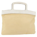 Miu Miu Hand Bag Leather Beige Silver Auth bs34801-1