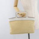 Miu Miu Hand Bag Leather Beige Silver Auth bs34801-24