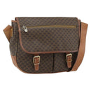CELINE Macadam Canvas Shoulder Bag PVC Leather Brown Gold Auth bs34803-1