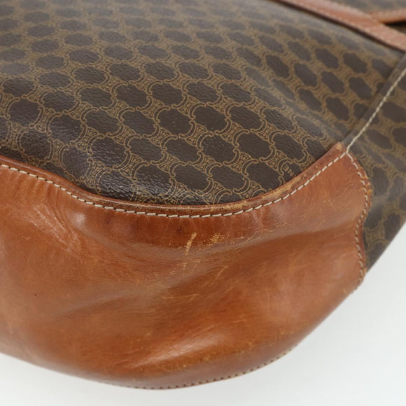 CELINE Macadam Canvas Shoulder Bag PVC Leather Brown Gold Auth bs34803