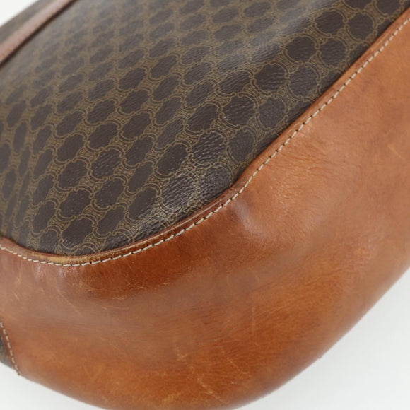 CELINE Macadam Canvas Shoulder Bag PVC Leather Brown Gold Auth bs34803