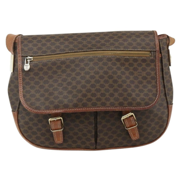 CELINE Macadam Canvas Shoulder Bag PVC Leather Brown Gold Auth bs34803