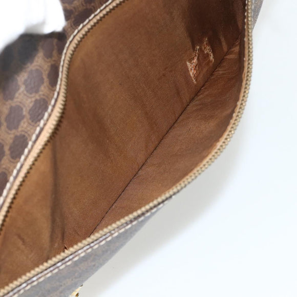 CELINE Macadam Canvas Shoulder Bag PVC Leather Brown Gold Auth bs34803