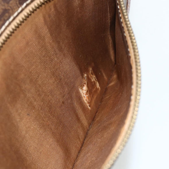CELINE Macadam Canvas Shoulder Bag PVC Leather Brown Gold Auth bs34803