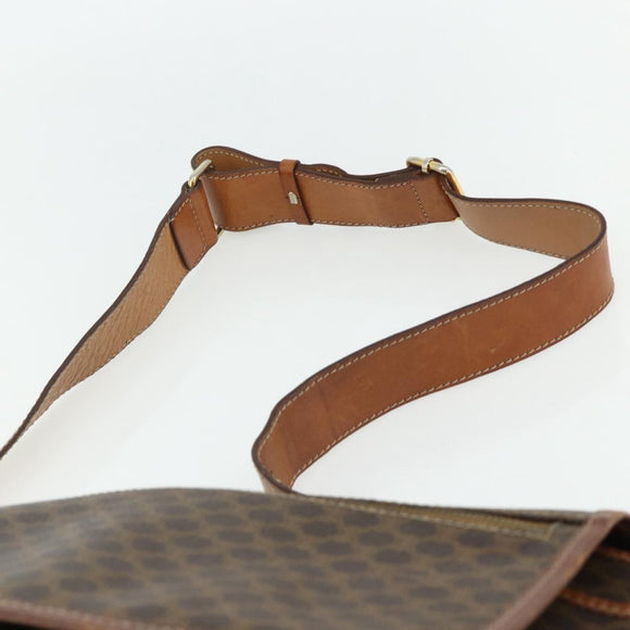 CELINE Macadam Canvas Shoulder Bag PVC Leather Brown Gold Auth bs34803