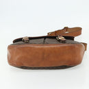 CELINE Macadam Canvas Shoulder Bag PVC Leather Brown Gold Auth bs34803-5