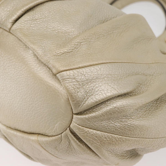 CELINE Hand Bag Leather 2way Gold Auth bs34804A