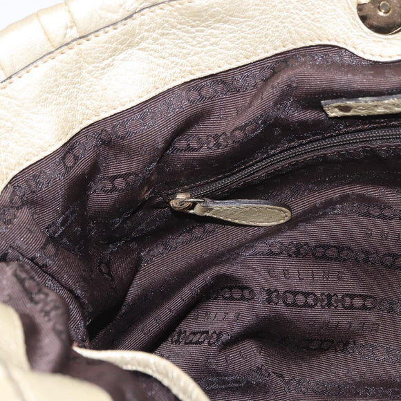 CELINE Hand Bag Leather 2way Gold Auth bs34804A
