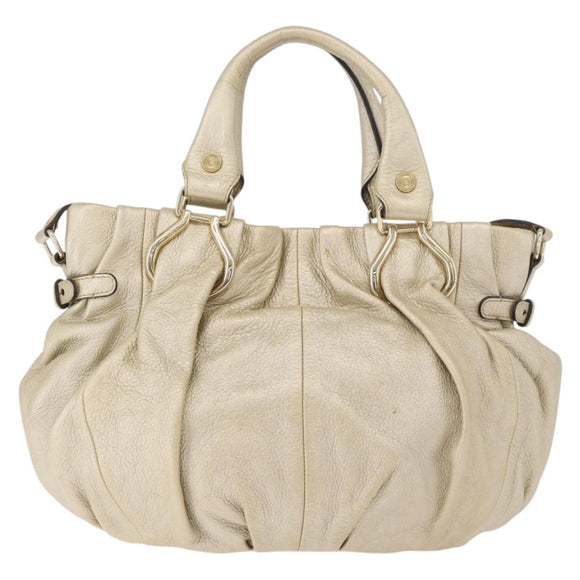 CELINE Hand Bag Leather 2way Gold Auth bs34804A