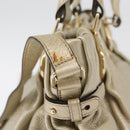 CELINE Hand Bag Leather 2way Gold Auth bs34804A-4