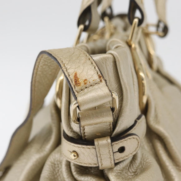 CELINE Hand Bag Leather 2way Gold Auth bs34804A