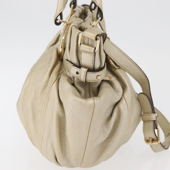 CELINE Hand Bag Leather 2way Gold Auth bs34804A