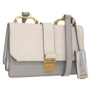 Miu Miu Shoulder Bag Leather Gray Gold Auth bs34805A-1