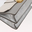 Miu Miu Shoulder Bag Leather Gray Gold Auth bs34805A-9