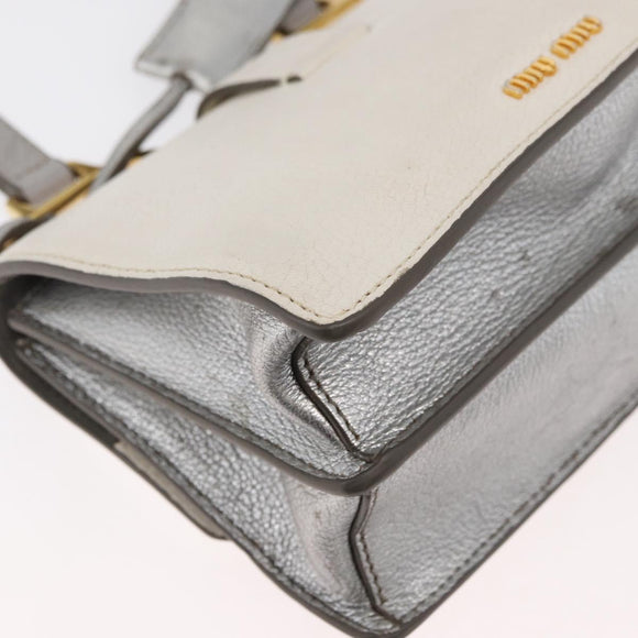 Miu Miu Shoulder Bag Leather Gray Gold Auth bs34805A