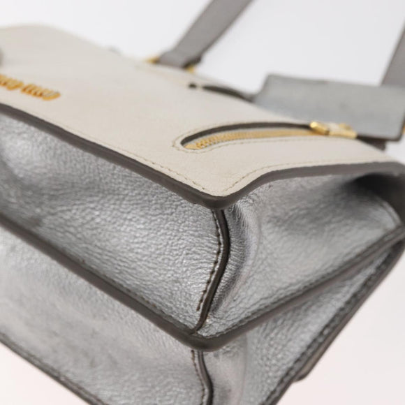 Miu Miu Shoulder Bag Leather Gray Gold Auth bs34805A